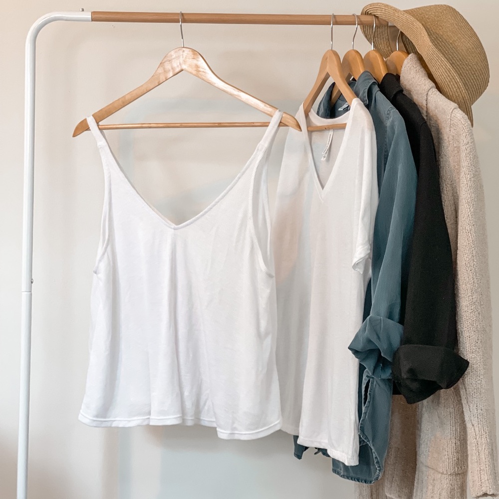 Free People — Dani Ribbed Tank — S — White